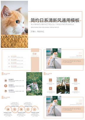 白色简约日系清新风通用PPT模板