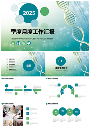 2025绿色简洁医疗行业工作汇报PPT模板