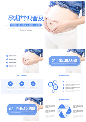 蓝色母婴用品孕妇产品策划孕期常识普及教授等PPT模板