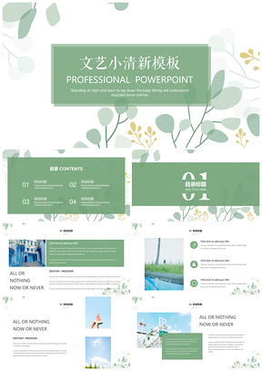 述职报告绿色小清新简约风PPT模板