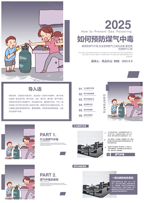 2025灰色如何預(yù)防煤氣中毒主題班會(huì)PPT模板
