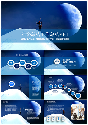 蓝色年终总结工作总结通用PPT模板