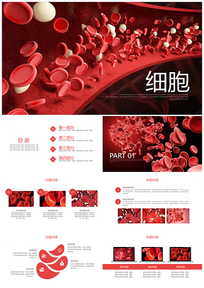 紅色生物科技細胞基因免疫治療PPT模板