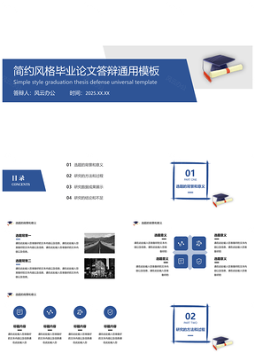 2025實用藍色時尚本科生畢業(yè)論文答辯PPT模板