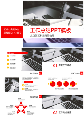 红色大气商务工作汇报总结计划PPT模板
