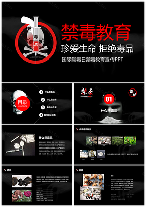 白色珍爱生命远离毒品禁毒知识教育PPT课件PPT模板