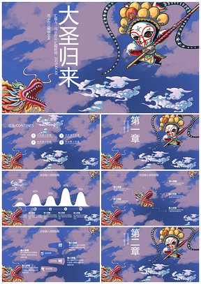 2025紫色孙悟空动漫动画人物猴子齐天大圣PPT模板