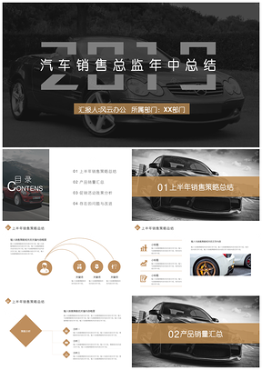 灰色大气简约汽车销售总监工作总结PPT模板