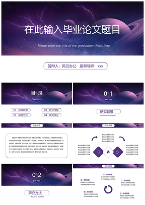 紫色時(shí)尚科技風(fēng)畢業(yè)論文答辯PPT模板