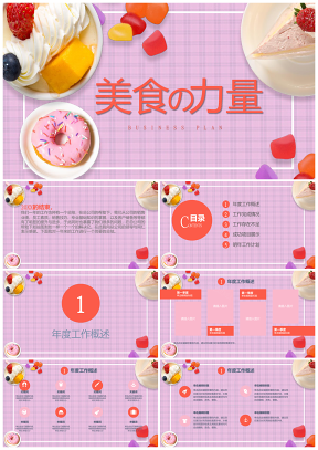 紅色美食的力量商務(wù)總結(jié)計(jì)劃PPT模板