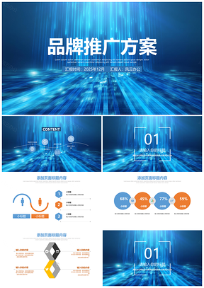 2025蓝色创意时尚品牌推广方案PPT模板