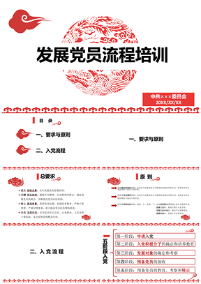 彩色发展党员流程培训课件PPT模板