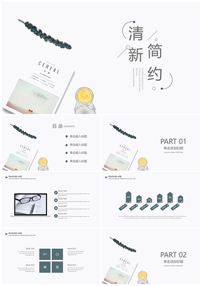 日杂小清新简约PPT模板
