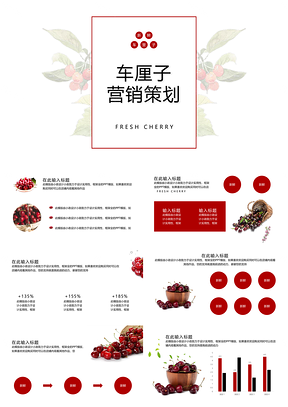 红色新鲜车厘子营销策划PPT模板