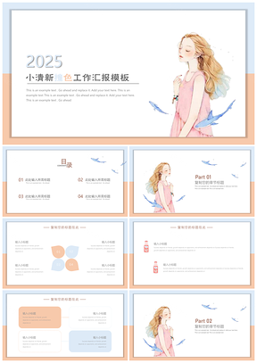 2025清新唯美粉蓝撞色PPT模板