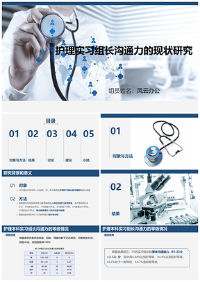 蓝色医学报告总结答辩PPT模板
