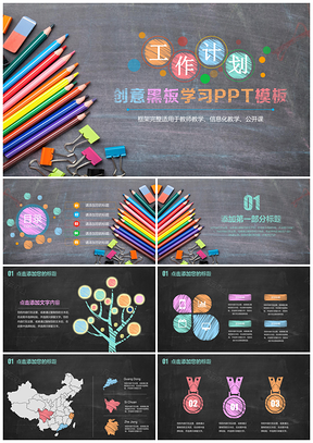绿色创意黑板学习年终汇报毕业汇报PPT模板