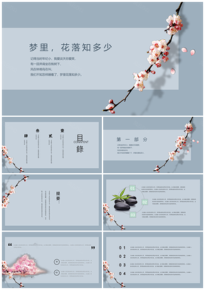 粉色梦里花落知多少PPT模板