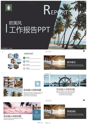 蓝色欧美风通用报告PPT模板