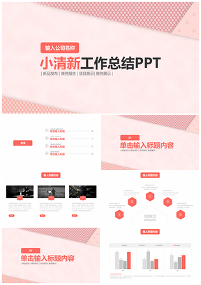 粉色小清新简约工作总结销售报告PPT模板