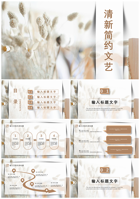 白色清新简约文艺通用PPT模板