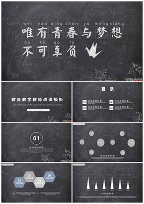 白色黑板教育教学教师说课课堂计划PPT模板