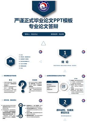 蓝色严谨正式专业毕业论文PPT模板