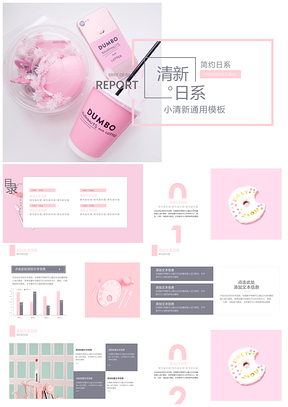 白色小清新粉紅少女心通用PPT模板