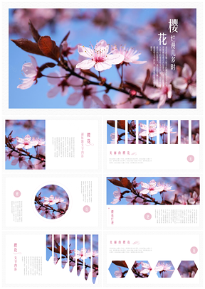 动态粉色樱花文艺风格PPT模板