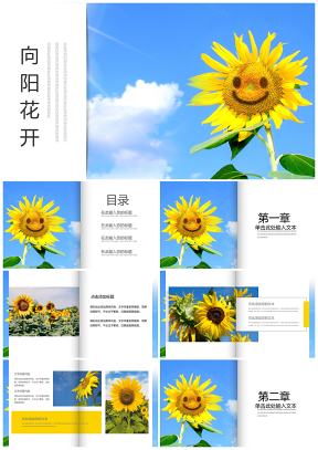 黄色我心向阳文艺小清新书本PPT模板