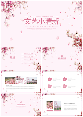 教学课件粉色小清新文艺PPT模板