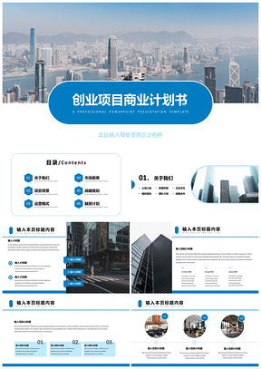 白色藍(lán)色完整框架創(chuàng)業(yè)項(xiàng)目商業(yè)計(jì)劃書PPT模板