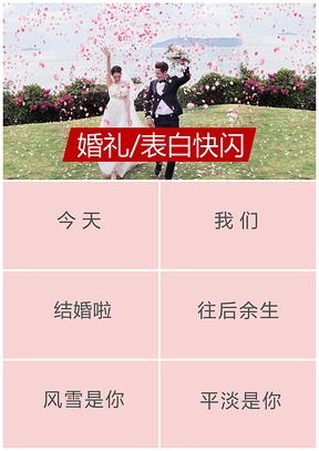 红色求婚表白抖音快闪婚礼开场背景PPT模板