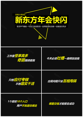 黄色新东方改编释放自我快闪年会PPT模板
