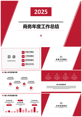 2025极简商务年度工作总结PPT模板