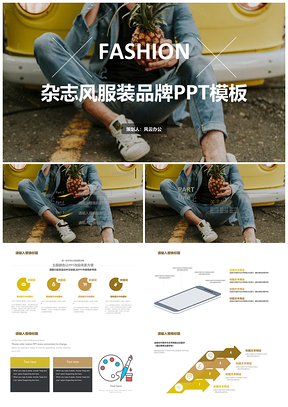 黄色杂志风服装品牌PPT模板