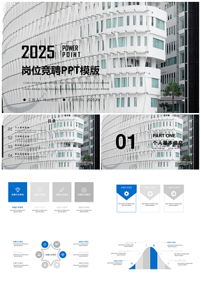 2025白色岗位竞聘静态PPT模板