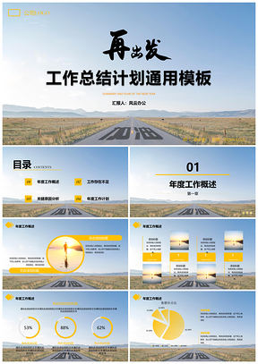 2025黃色商務風工作總結計劃述職匯報PPT模板