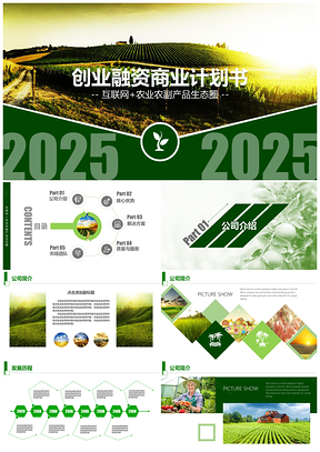 2025綠色互聯(lián)網(wǎng)農(nóng)業(yè)農(nóng)副產(chǎn)品創(chuàng)業(yè)融資生態(tài)圈商業(yè)計劃書PPT模板
