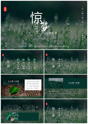 绿色中国风二十四节气惊蛰通用PPT模板
