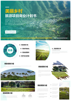乡村振兴-美丽乡村旅游项目计划书PPT模板