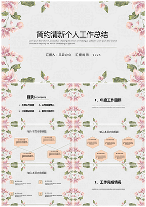 2025白色简约清新个人工作PPT模板