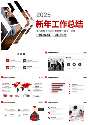 商务年终总结汇报新年计划季度分析模板