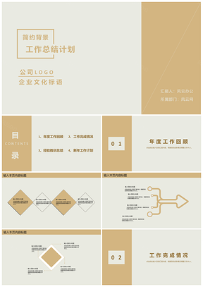 年终总结白色简约背景工作总结计划PPT模板