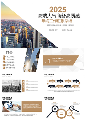 2025白色高端商务大气质感工作汇报总结通用PPT模板