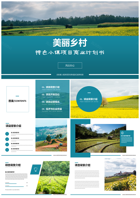 乡村振兴-美丽乡村旅游项目计划书PPT模板