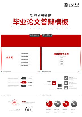 2025红色毕业论文答辩完整框架学术报告PPT模板