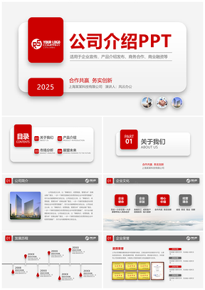2025红色公司介绍产品介绍项目融资PTTPPT模板