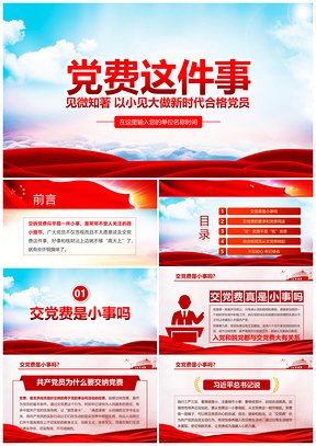 红色交党费见微知著以小见大做新时代合格党员PPT模板