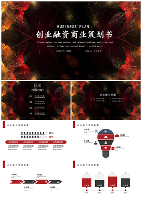 2025黑色创业融资商业策划书PPT模板